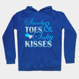 Preppy turquoise beach typography Sandy Toes Salty Kisses Hoodie